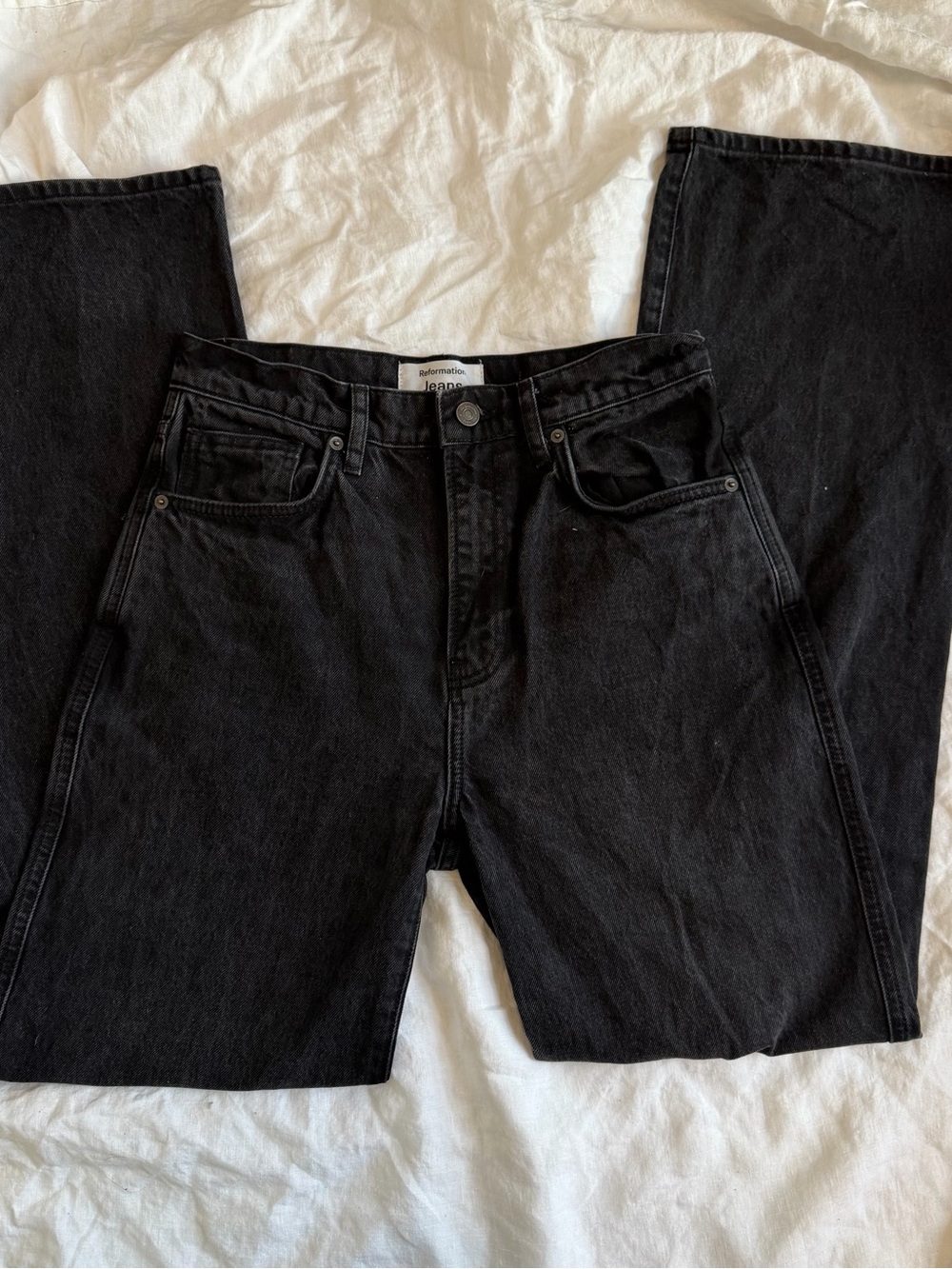 Reformation Val 90s Black Mid Rise Straight Jeans